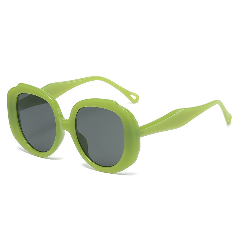 Venta al por mayor de PC para hombres y mujeres, las mismas gafas de sol redondas de color caramelo con marco grande